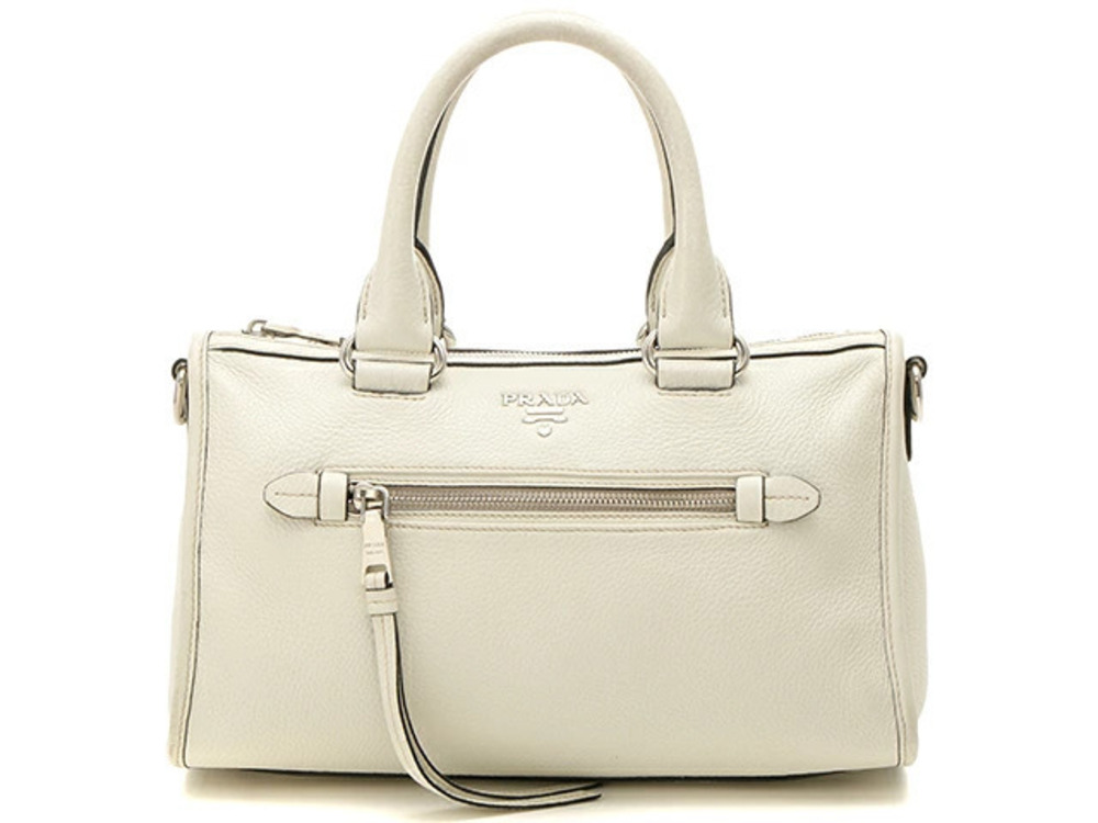 Prada off white textured leather bag Vitello Phenix Daino